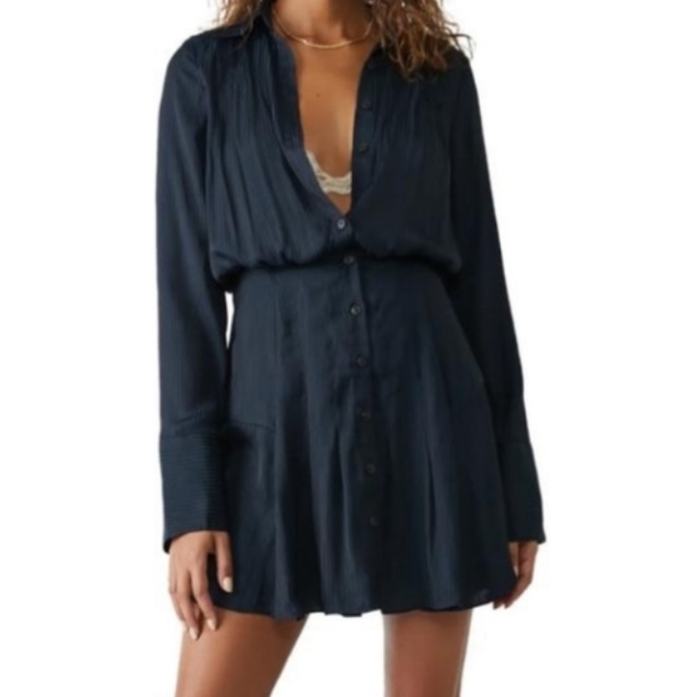 Free People Everly Pinstripe Long Sleeve Shirtdress